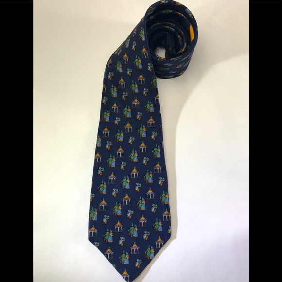 All silk designer luxury Salvatore Ferragamo tie - Picture 2 of 8